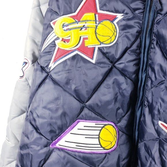VIntage 90's PJ Mark Classic Athletic NBA Logo Quilted Puffer Jacket Size 2XL - Picture 4 of 16